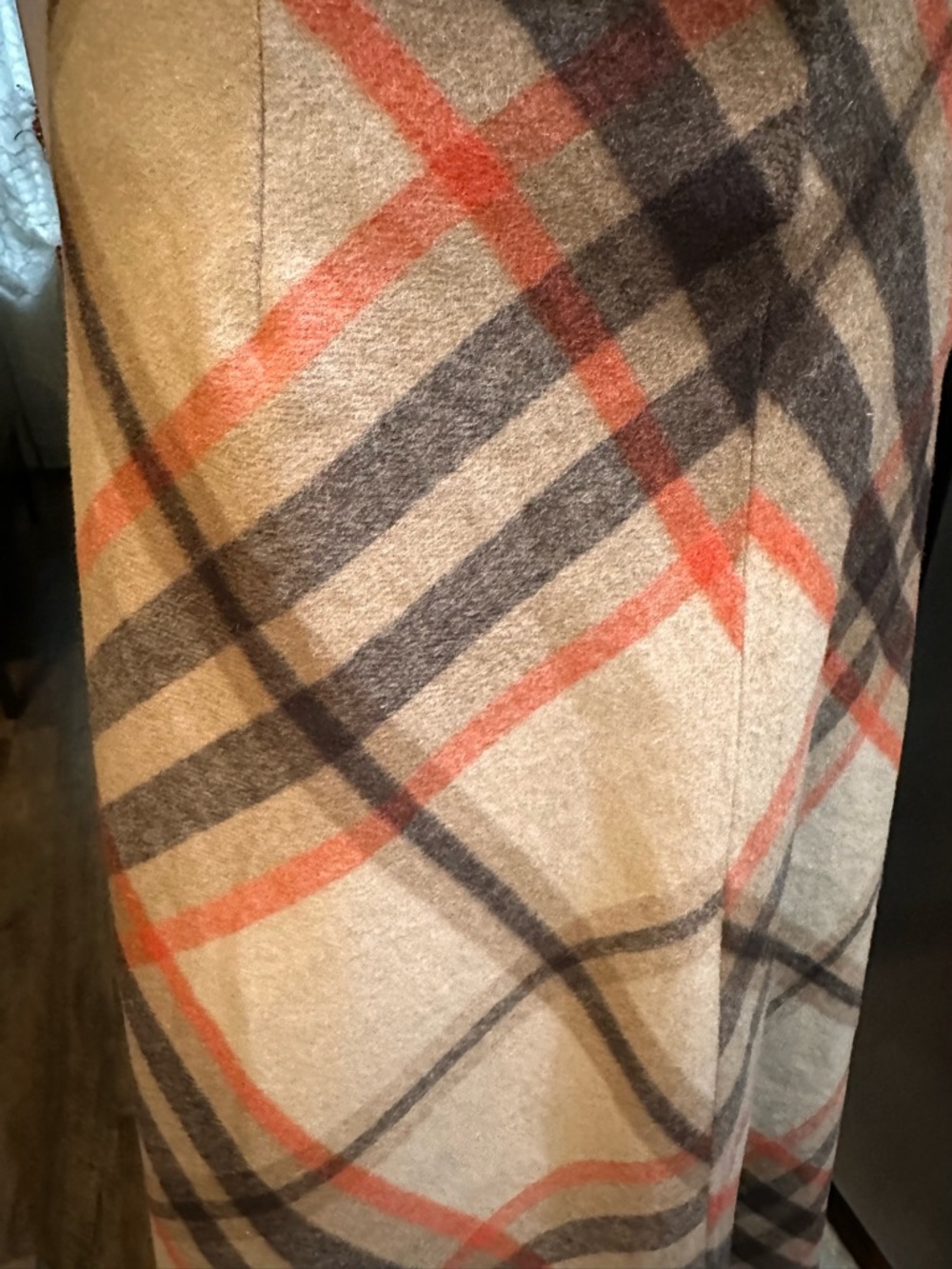 Vintage Chadwicks of Boston Cream Plaid Maxi Skirt with Orange/Brown size 8 T - Picture 3 of 6